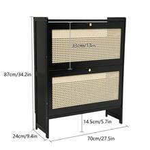 TFCFL 1 Pcs Rattan Shoe Cabinet, 3 Shelves Free Standing Shoe Racks, 27.5x9.4x34.2in Shoe Cabinet For Storing Flat Shoes, High Heels, Leather Shoes, Short Boots, Sports Shoes, Slippers-Gift For Family, Friends, Birthday, Christmas, Mother's Day, Girlfriend - View 2