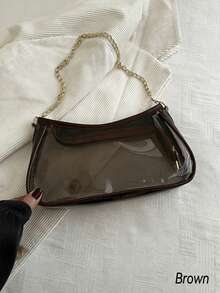 Fashion Color Block Transparent Chain Clutch Bag Shoulder Bag Clear Bag Crossbody Bag For Stadium Events Transparent Bag PVC Bag Bag Pool Essentials - Multicolor - View 14