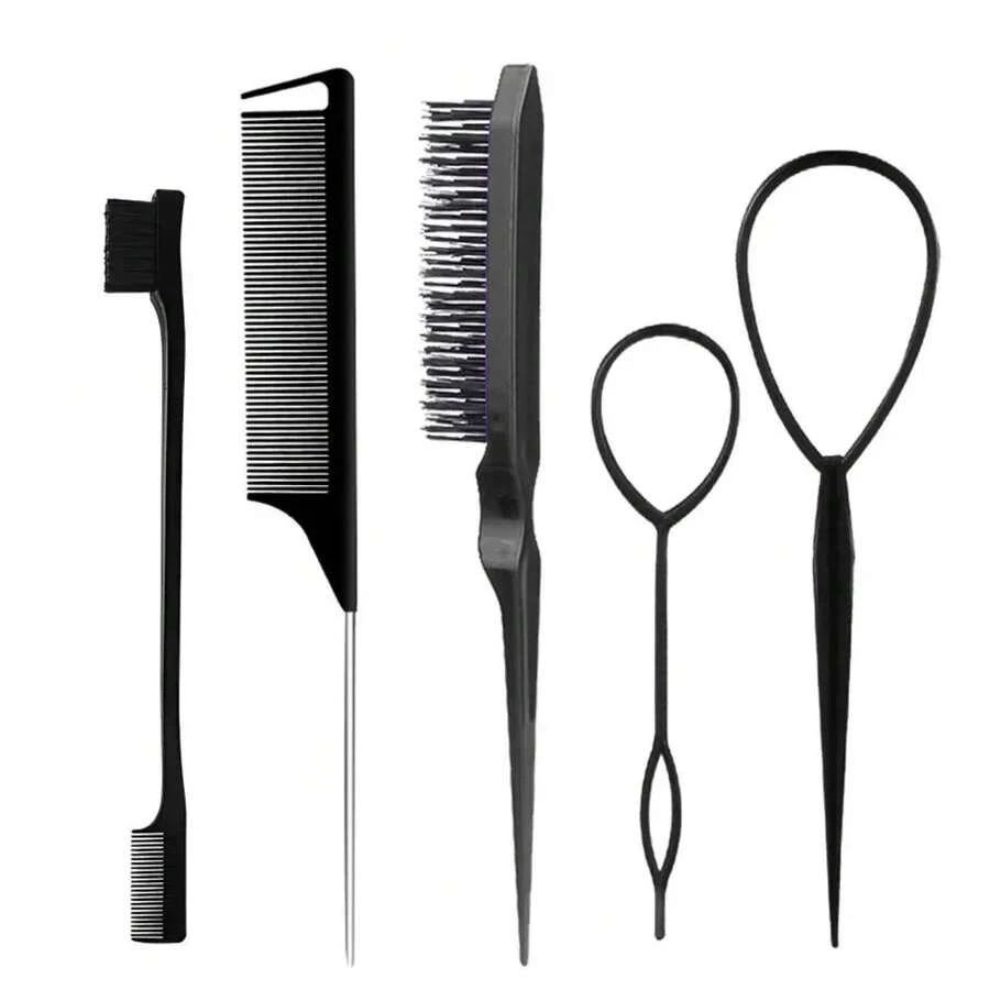 3-10 Pieces, Hair Braiding Tools, High Ponytail Comb, Side Comb, Hair Braiding Tool, Three-Tooth Comb, Hair Styling Tools. - 米色 - 查看 1