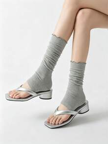 1/3 Pairs Frill Ruffle Stacked Leg Warmers, Thin Cool Lazy Sock Covers, Skin-Friendly Breathable Premium Open Toe Ruffle Leg Warmers For Women - Multicolor - View 8
