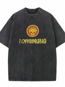 Camiseta Oversize Negra con Estampado del Logo de la Banda The Offspring, Estilo Casual Urbano 9L7K - Negro - Ver 2