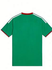 Camisa de hombre con estampado de monograma, fútbol americano, número 1 y letras de Alisson Becker, mangas cortas anchas, corte relajado, cuello redondo, diseño neo-vintage, estilo urbano, a - Verde - Ver 3