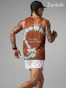 Camiseta sin mangas deportiva de cuello redondo con estampado de letras degradadas para hombre Zenbolt - Multicolor - Ver 3