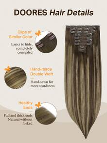 DOORES 9PCS Clip In Hair Extensions Straight Real Human Hair Natural Virgin Human Hair Extensions Double Weft Clip Ins Invisible & Soft Mini Hair Pieces For Thinning Hairs For Women - S4/26/4 - View 3