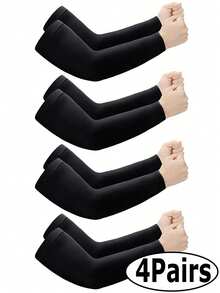 4 Pairs Unisex Cooling Arm Sleeves, Sports Compression Sleeves - A - View 3