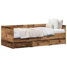 vidaXL Tagesbett, Gästebett mit 3 Schubladen mit Rollen, Schlafsofa für Schlafzimmer, Bettsofa Sofabett Daybed Bett, Helle Eiche 90x200cm Holzwerkstoff - Helles Eichenholz - Übersicht 2