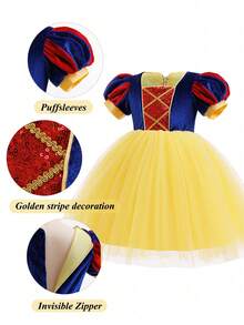 Baby Girl Colorblock Tulle Puff Dress, Elegant Party Dress Suitable For Birthday, Wedding, Thanksgiving, Graduation And Other Formal Occasions - Multicolor - View 9