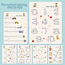 32-Page Reusable Magic Practice Notebook Set, Includes 2 Pens And 1 Eraser Board, Whole Brain Development Training, Pen Control Training And Drawing Education Workbook, Learn Writing Skills, Paper Material, Educational Workbook, Colorful Pages, Durable Binding - A - View 4