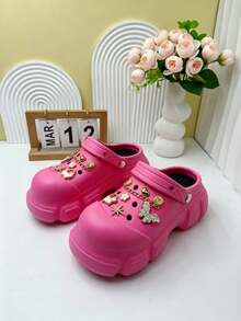 Women's EVA Anti-Slip Soft Thick Sole Sandals With Cartoon Accessories, Suitable For Vacation, Casual Gatherings And All Indoor And Outdoor Occasions, Providing A Fashionable And Comfortable Wearing Experience - Hot Pink - View 7