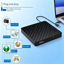 USB3.0 Type-C Dual Interface External DVD R/W Drive, Plug And Play, Supports Disc Reading And Writing, Compatible With Apple System, Windows System Laptops And Desktops - View 2