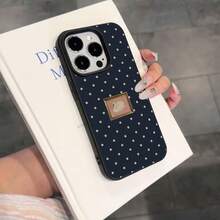 1pc TPU Material Retro Photo Frame Swan Polka Dot Pattern Phone Case Compatible With IPhone 17 Pro Max/17/16 Pro Max/15/13/12/11/ S20 FE/A15/S24/A55/ Note 11/Note 12/Note 13 Pro Full Coverage Shockproof Soft Protective Cover - Black - View 3