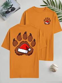 Feliz Navidad, Camiseta Deportiva Casual de Verano para Hombre, Talla, Estampada por Ambos Lados, Última Moda, Estampado Holgado, Top Básico Versátil, Cuello Redondo, Transpirable y C - Blanco - Ver 9