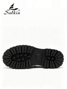 Salkin 新款奢華復古設計男士樂福鞋套腳款，格紋鱷魚壓紋柔軟皮革透氣圓頭正裝鞋，優雅紳士商務休閒鞋，男士日常辦公派對婚禮厚底增高新郎鞋，情侶約會浪漫晚餐節日禮物返校學生鞋，適合四季，建議選擇大一號 - 棕色 - 查看 6