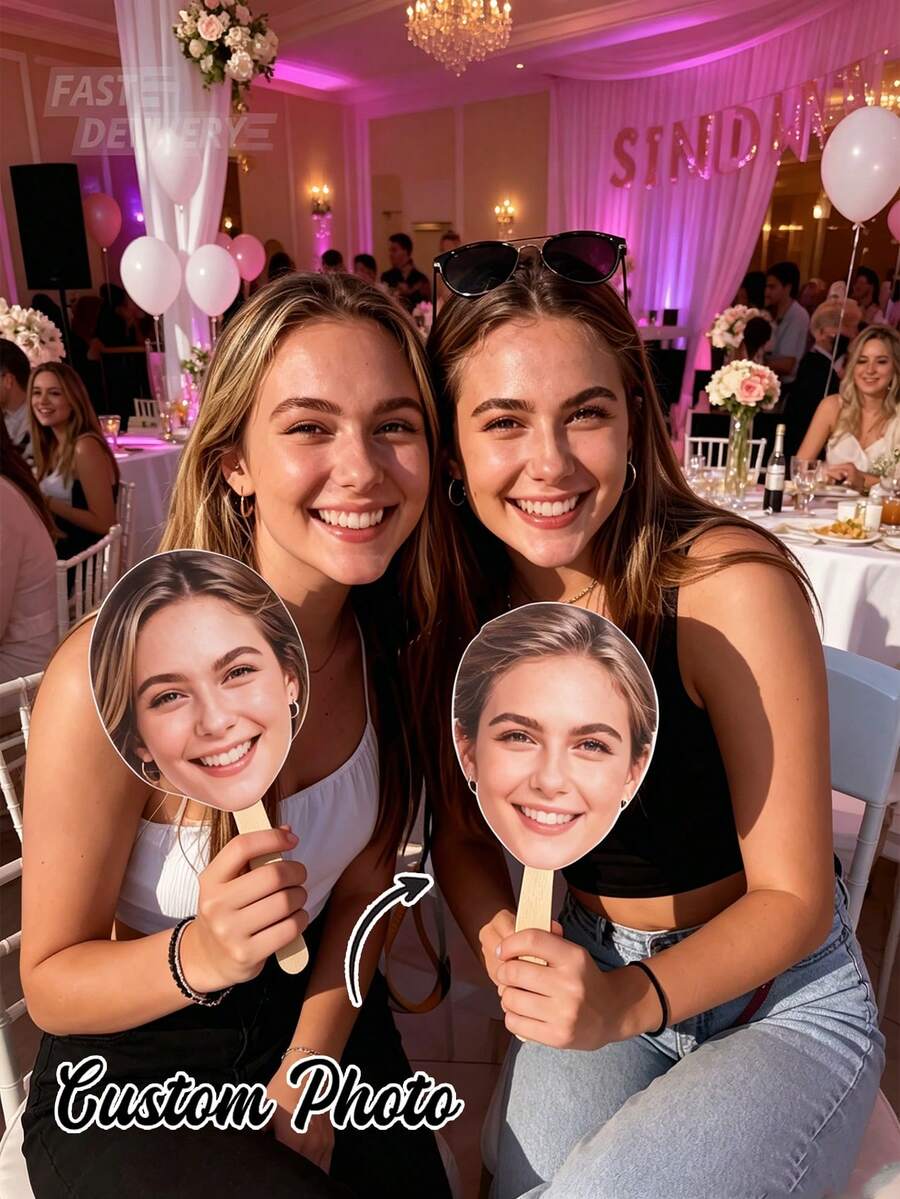 Customized Large Head Sign, Customized Graduation Season Travel Star Head Photo Handheld Sign, Customized Paper Products, Customized Face Masks, Novelty Party Supplies, Concert Event Props, Expression Large Head Photo, Party Photo Booth Props, Wedding Party Props, Handheld Prank Props, Valentine's Day Gifts, Valentine's Day Decoration Props - Multicolor - View 1
