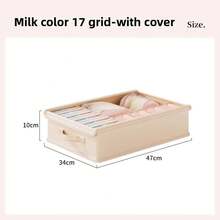 Caja de almacenamiento de ropa interior: bragas, calcetines, sujetadores - Organizador 3 en 1 Bolsa de almacenamiento con cajón para armario doméstico - Beige-36Grid-WithTaid - Ver 23