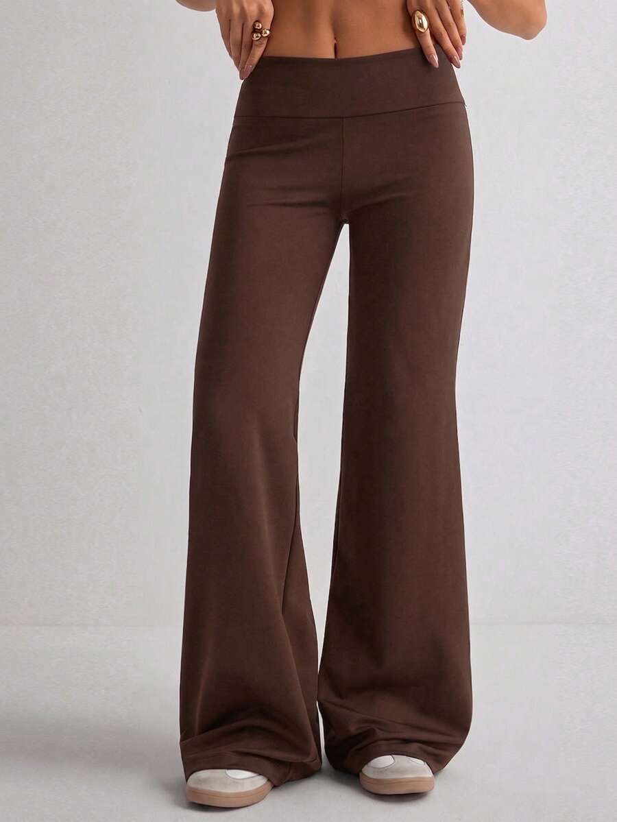 Women's Solid Color Casual Versatile Daily Wear Pants - Brown - View 1