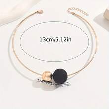 1pc Elegant Minimalist Metal Choker Necklace With Asymmetric Small Ball Design, Premium Style, Suitable For Banquets, Gatherings, Holidays, Gifts And Parties - White - View 2