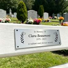 1pc Personalized Cross Bench Plaque, Memorial Plaque, Customized Name & Date Decor, Outdoor Memorial Plaque, Anniversary, Memorial, Pet Plaque, Garden Bench Plaque, Customized Metal Plaque - Multicolor - View 6