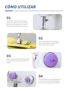 Mini Electric Sewing Machine, Portable Sewing Machine With LED Light, Patchwork Function, Button Sewing, Zipper Sewing, Cylinder Sewing, Electric Sewing Machine, Mini Micro Handheld Sewing Machine For Clothes, Pedal And Night Light, Dual Speed And Dual Switch. - White - View 12