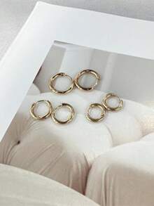 1 Pair Gold Stainless Steel Huggie Hoop Earrings, Hinged Snap Cartilage Spiral Earrings, Minimalist Small Stackable Piercing Jewelry, Unisex Daily Style - Gold - View 6