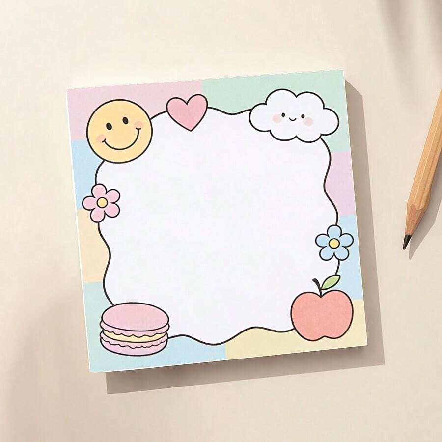 1/4 Pads Aesthetic Square Framed Sticky Notes Suitable For Study, Planners & Desk Decor - Color Block Notepad With Frame, Multi-Purpose Adhesive Pages For Bullet Journaling, Office Supplies, Organization (Cute Color-Coded) - one-size - View 1