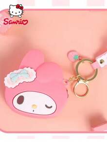 SANRIO 1pc  Officially Licensed Mini Silicone    Keychain Coin Purse Makeup Bag Storage Bag Collection Set Waterproof Portable Multi-Functional Cute Cartoon Small Bag Suitable For Personal Storage Decoration Birthday Christmas Gift For Friends Family Couples Fans - Multicolor - View 6