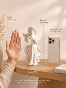 Praying Angel Statue Decor, White Angel Statue For Shelf, Farmhouse Style Home Decor Accent, Commemorative Gift, Housewarming Gift For Women, Gift For Mom - New Model - View 9