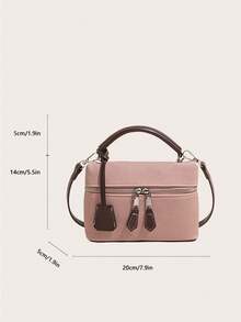 New Hand-Held Box Bag, Minimalist Fashionable Shoulder & Crossbody Bag - Pink - View 3