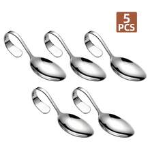 1/5/10pcs Curved Handle Dessert Spoon,Stainless Steel Hanging Ice Cream Spoon, Mini Coffee Spoon For Home Kitchen Party Tableware - View 10