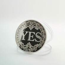 1pc 4cm Yes Or No Lucky Coin, Decision Making Commemorative Coin, Double-Sided Badge, Collectible Gift, Halloween Coin, Student Game Reward Coin - Silver - View 7