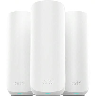 NETGEAR Orbi 370 Series Dual-Band WiFi 7 Mesh Network System For Home (RBE373) – Wireless Router + 2 Extenders, Security Features, 5 Gbps, Covers 6,000 Sq.Ft., 70 Devices, 2.5GB Internet Port, BE5000 (Refurbished)