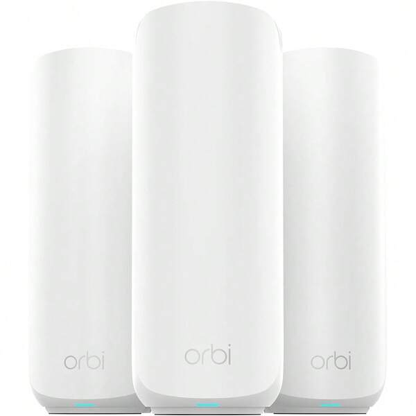 NETGEAR Orbi Serie 370 Sistema de Red Mesh WiFi 7 de Doble Banda para el Hogar (RBE373) – Router Inalámbrico + 2 Extensores, Funciones de , 5 Gbps, Cubre 6,000 Pies Cuadrados, 70 Dispositivos, Puerto de Internet 2.5GB, BE5000 (Reacondicionado)