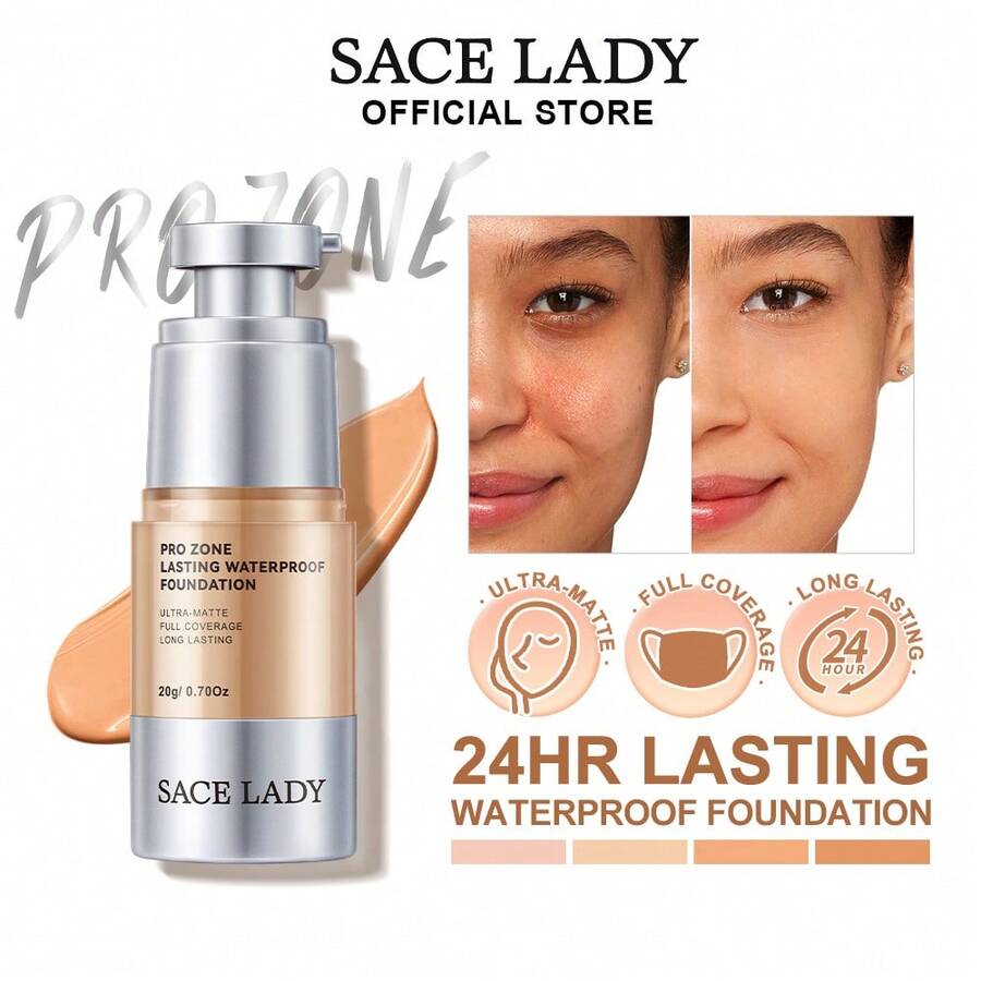 SACE LADY Liquid Foundation Matte Poreless Finish Waterproof Ultra-Matte Full Coverage Long Lasting Face Makeup - 01 - View 1