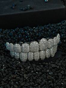 Grillz Gigi Bertabur Berlian Imitasi 10 Atas 10 Bawah Batu CZ 4A 14K Zirkonia Penutup Gigi Perhiasan Mulut Rapper - Gigi Tiruan Berlian Hip Hop - View 8