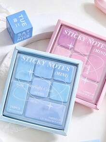 2pcs/Box Gradient Color Tear-Off Sticky Notes, Creative Student Index Stickers - Multicolor - View 7