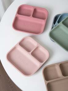 1pc Personalized Customization Name & Pattern Silicone Square Suction Plate Infant Feeding Tableware Food Storage Dishes For Baby Boys & Girls - Multicolor - View 6
