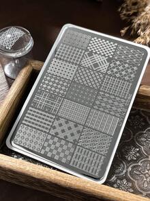Floral Plaid Nail Art Steel Plate French Line Grid Rhombus Pattern Nail Artist Professional Auxiliary Transfer Tool - Multicolor - View 8