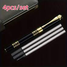4pcs/Set Premium Executive Metal Rollerball Pens | Heavyweight Medium Tip, Oval Barrel, Smooth Ink, Push-Button Cap, Convenient Pocket Clip, Mixed Colors - Ideal For Office, School, Gifts, Adult Use, Back To School - 4pcs/set - View 11