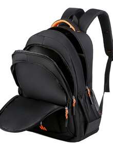 Contrast Zipper Detail Thickened Backpack With Layered Multi-Compartment Storage And Mesh Side Pockets, Versatile For Daily Short Trips - Multicolor - View 7