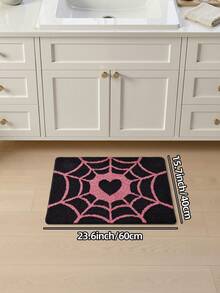 1pc Pink Fluffy Flocked Bathroom Mat, Flower Shaped Comfortable Foot Feel, TPR Non-Slip Bottom, Suitable For Hallway, Bedroom, Living Room, Bedside, Machine Washable, Easy To Clean, Home Decor Rug - Multicolor - View 12