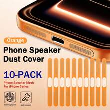 Orange Metal Speaker Grille Dust Cover, Ultra-Thin Design, Compatible With IPhone 16/15/14/12 Series - Speaker Film, Charging Port Dust Cover, Phone Dust Plug - Orange 10pcs - View 9