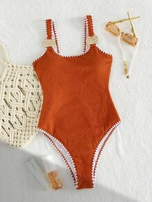 Bonvoyette Conjunto de bikini bohemio de nueva llegada Swim Lushoire para mujer con estampado de paisley en el cuello halter, conjunto de bikini de 2 piezas con estampado de mandala colorido - Marrón 4 - Ver 1