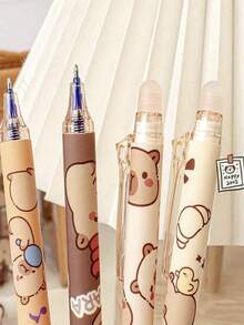 1/6 piezas Bolígrafo de gel borrable automático con diseño de topo de agua lindo, papelería premium para estudiantes con borrador incorporado. Escritura suave, ideal para estudio, dibujo, coloreado de tarjetas, firma de oficina; suministros perfectos para regreso a clases y Navidad para niños y adultos. - A - Ver 12