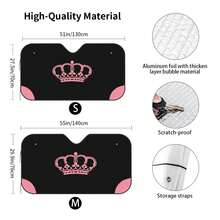 1pc Fashionable Simple Printed Car Sunshade, Made Of Polyester Fiber, Easy To Install, Suitable For Various Car Models, Car Decor With Heat Insulation And Privacy Protection, Keeps Your Car Cool, Foldable For Easy Storage - A - View 5