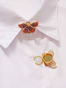 1/2pcs Button Cover Clip For Shirts&Dresses, Cute Butterfly Cufflinks For Men And Women's Clothing Decoration Button Clips, Fashion Accessories, Gifts - A - View 5