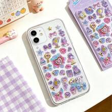 Kawaii 3D Puffy Stickers, Cute Animal & Food Foam Soft Stickers, Pastel Aesthetic Glitter Decals For Journal Scrapbooking Phone Case DIY Crafts, Kids Girls Stationery Gifts - Multicolor - View 1