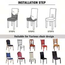 4/6pcs Textured Pattern, Gold Texture, Positioned Digital Print Pattern, Chair Cover, Removable And Washable Chair Cover Set, Soft And Stretchy Chair Protector, Suitable For Dining Room, Kitchen, Banquet Hall, Restaurant, Bedroom, Office, Living Room, Dormitory, Home Decor - Multicolor - View 3