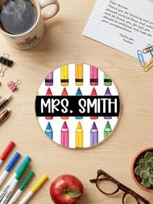 1pc Personalized Teacher Coaster Gift,Custom Text,End Of Year Gift, Teacher Coaster, Personalized, Christmas Teacher Gift, Teacher Appreciation Gift - Multicolor - View 32