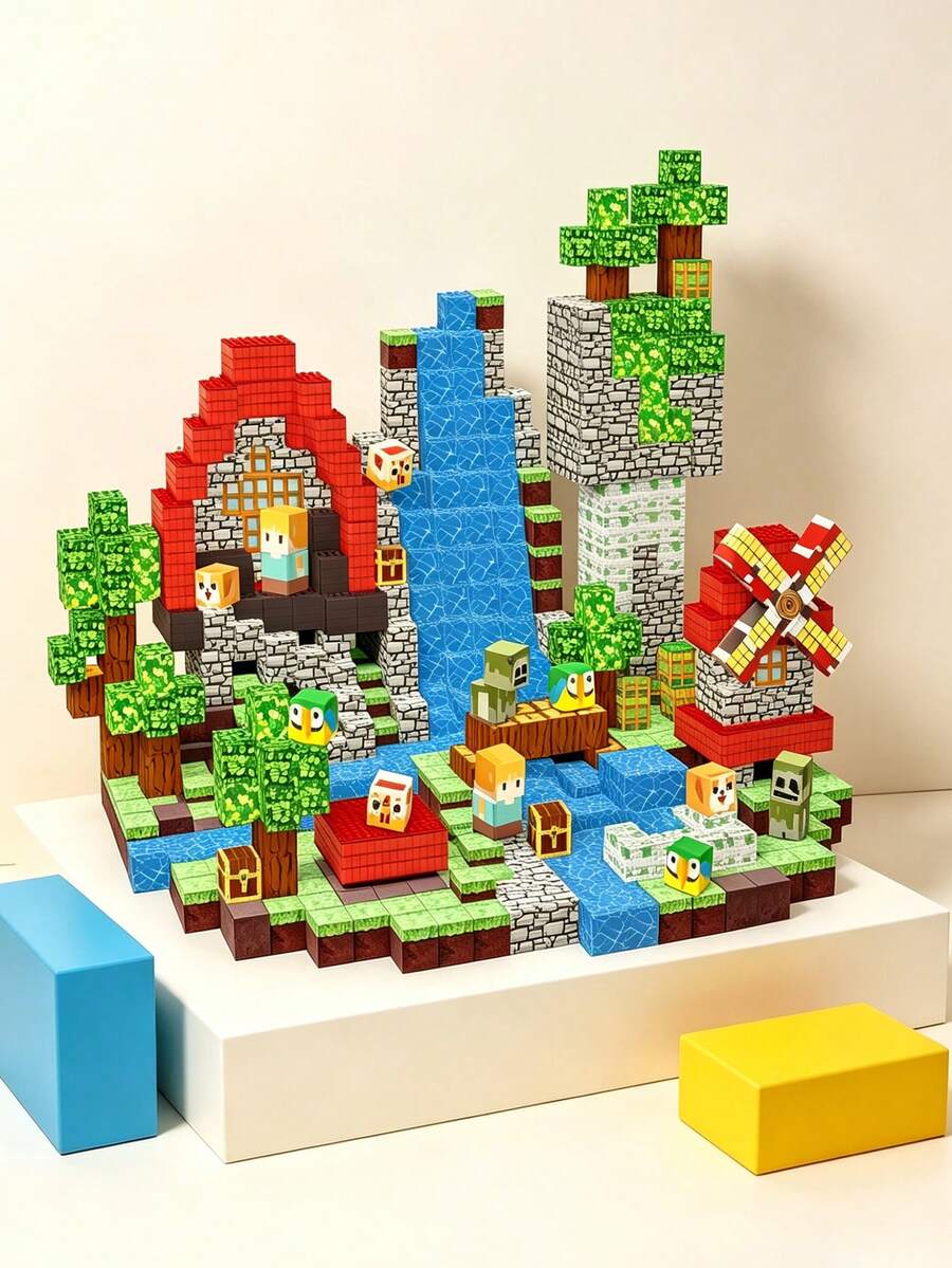 Educational Puzzle Toys For Children 3+ Years Old, Multi-Specification New Treasure Adventure Forest Magnetic Building Blocks, Beginner To Advanced, 90/150/200 Pieces Optional - Multicolor - View 1