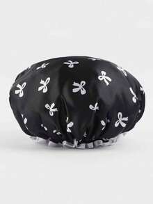 1pc Waterproof Double Layer Bowknot Shower Cap, Elastic Shower Cap, Adult Kitchen Oil-Proof Cap, Bathroom Blow-Dry Cap, Elastic Adjustable, Suitable For Face Washing, Blow-Drying, Makeup, Cooking - Multicolor - View 7